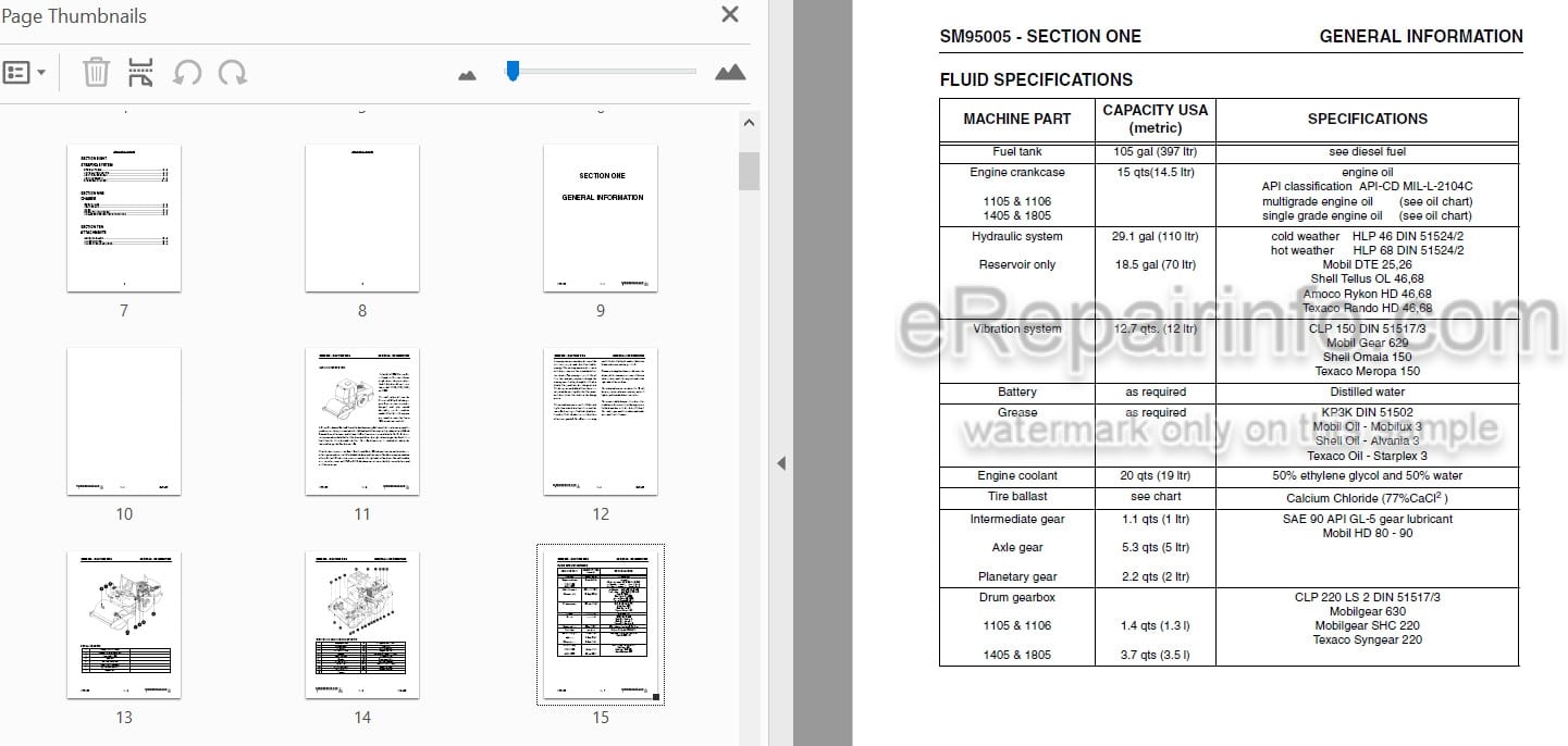 Photo 5 - Vibromax 1105 1106 1405 1805 Service Manual Single Drum Roller SM95005