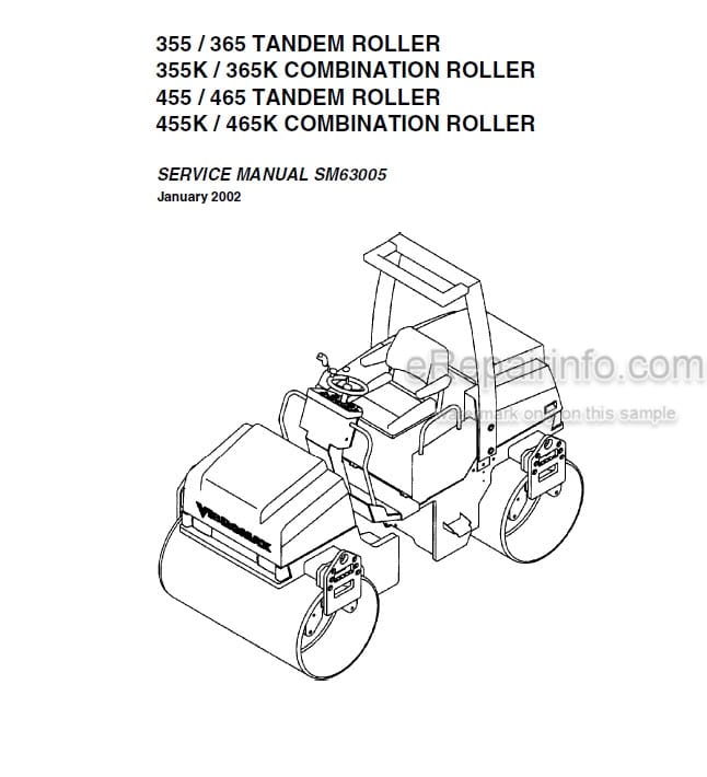 Photo 4 - Vibromax 355 365 355K 365K 455 465 455K 465K Service Manual Tandem And Combination Roller SM63005
