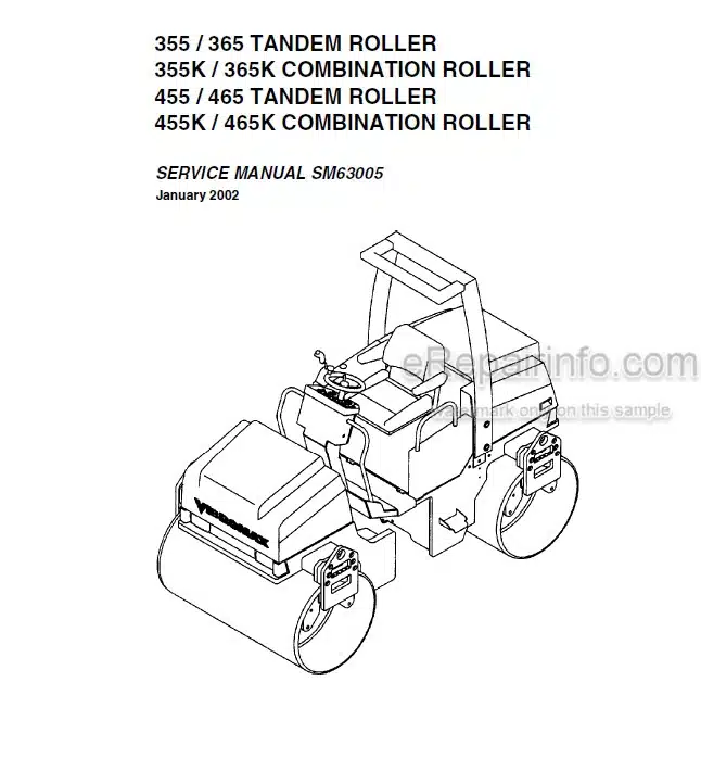 Photo 4 - Vibromax 355 365 355K 365K 455 465 455K 465K Service Manual Tandem And Combination Roller SM63005