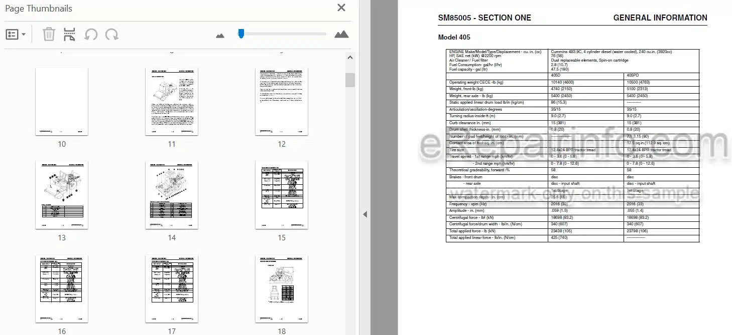 Photo 4 - Vibromax 405 605 606 Service Manual Single Drum Roller SM85005