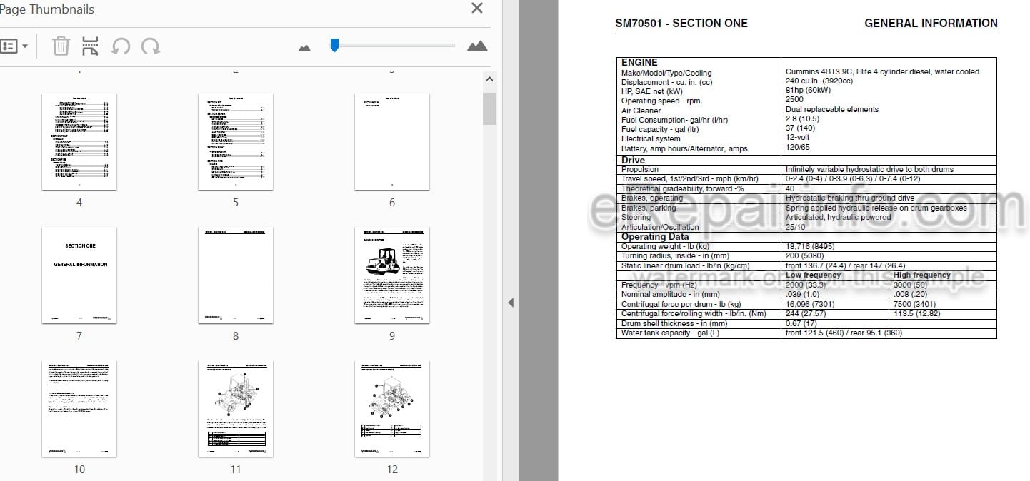 Photo 5 - Vibromax 752 Service Manual Tandem Drum Roller SM70501