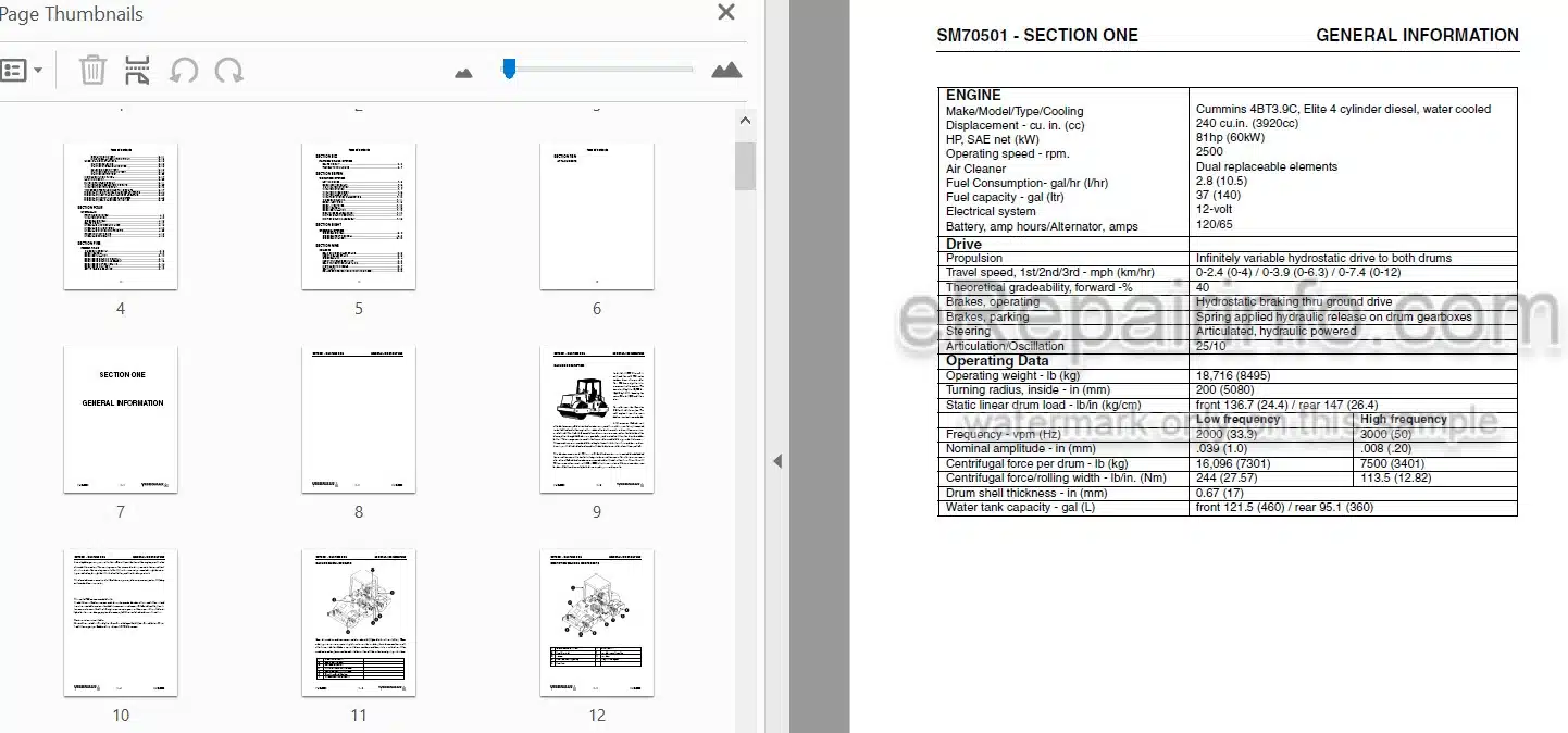 Photo 5 - Vibromax 752 Service Manual Tandem Drum Roller SM70501