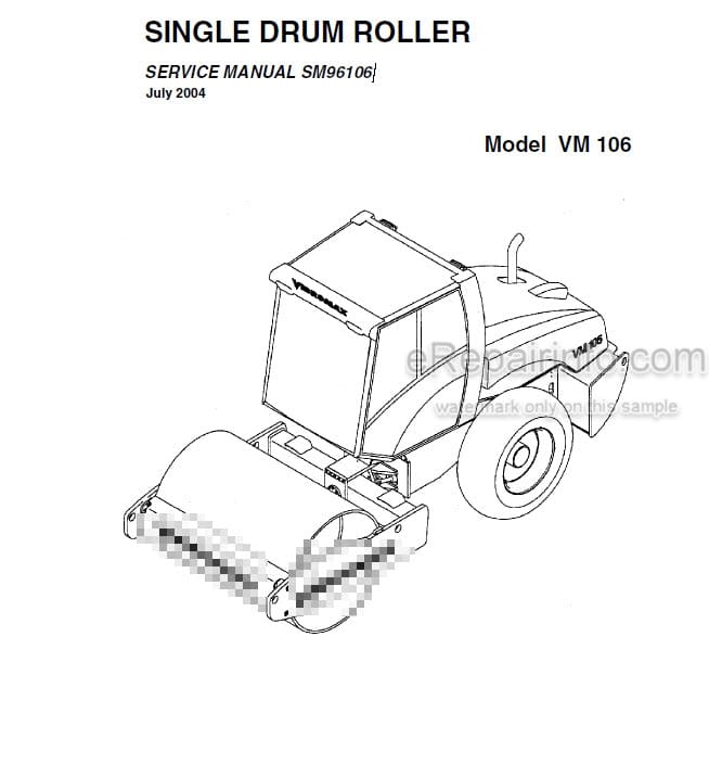 Photo 6 - Vibromax VM106 Service Manual Single Drum Roller SM96106