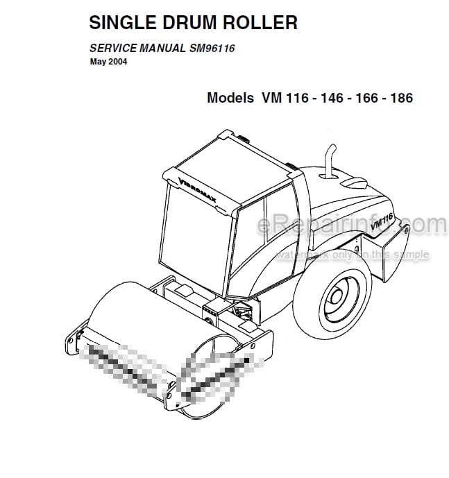 Photo 5 - Vibromax VM116 VM146 VM166 VM186 Service Manual Single Drum Roller SM96116