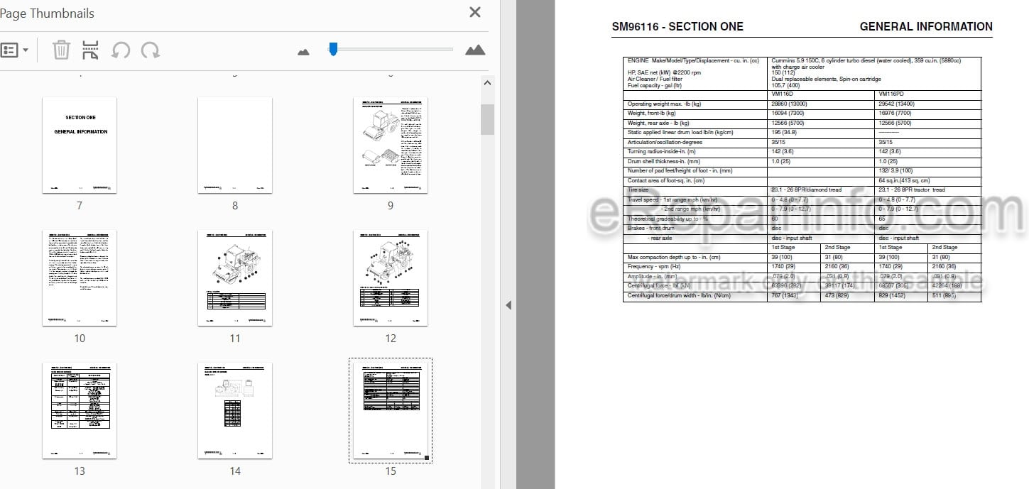 Photo 4 - Vibromax VM116 VM146 VM166 VM186 Service Manual Single Drum Roller SM96116