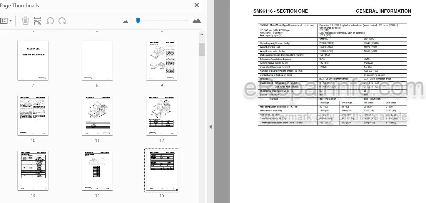 Photo 4 - Vibromax VM116 VM146 VM166 VM186 Service Manual Single Drum Roller SM96116