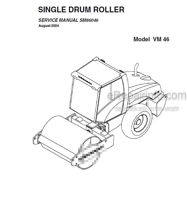 Photo 5 - Vibromax VM46 Service Manual Single Drum Roller SM86046