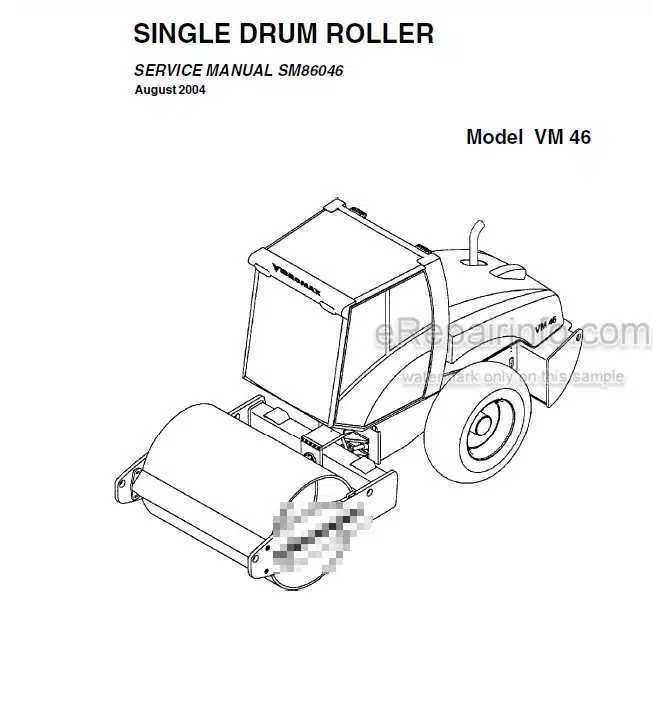 Photo 5 - Vibromax VM46 Service Manual Single Drum Roller SM86046