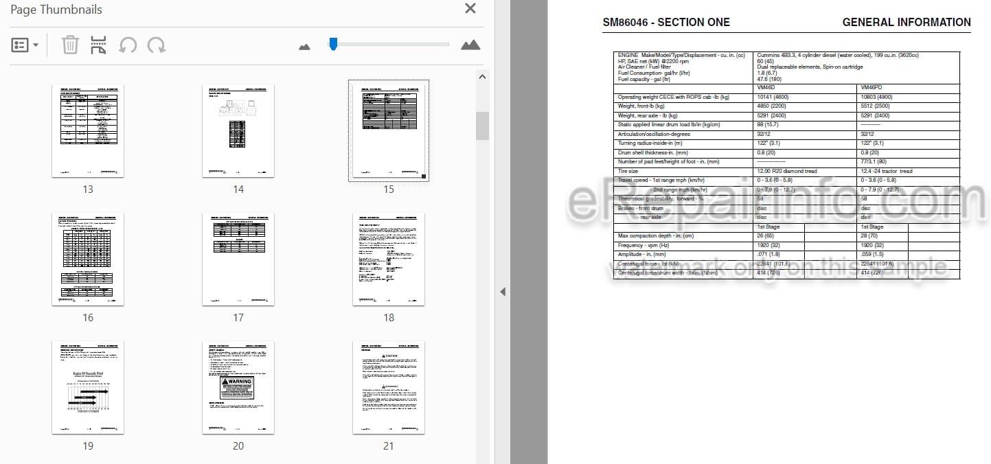 Photo 4 - Vibromax VM46 Service Manual Single Drum Roller SM86046