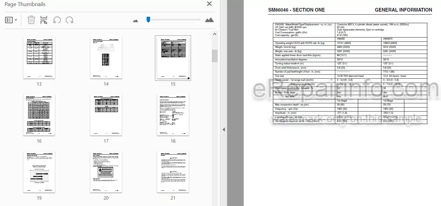 Photo 4 - Vibromax VM46 Service Manual Single Drum Roller SM86046