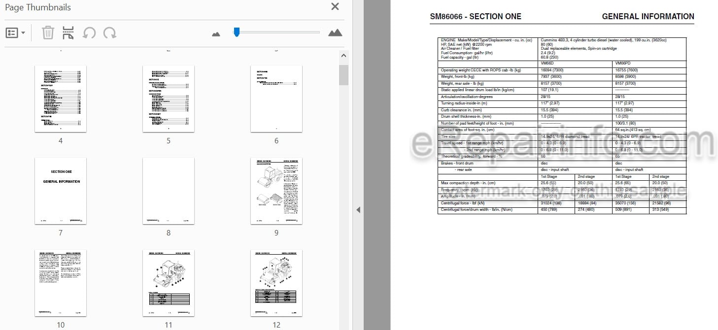 Photo 4 - Vibromax VM66 Service Manual Single Drum Roller SM86066