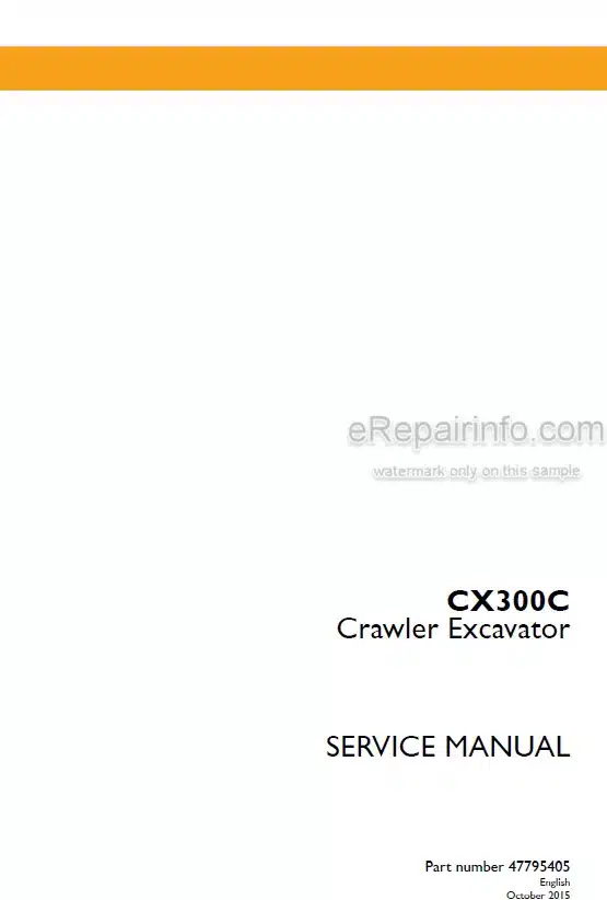 Photo 5 - Case CX300C Service Manual Crawler Excavator 47795405