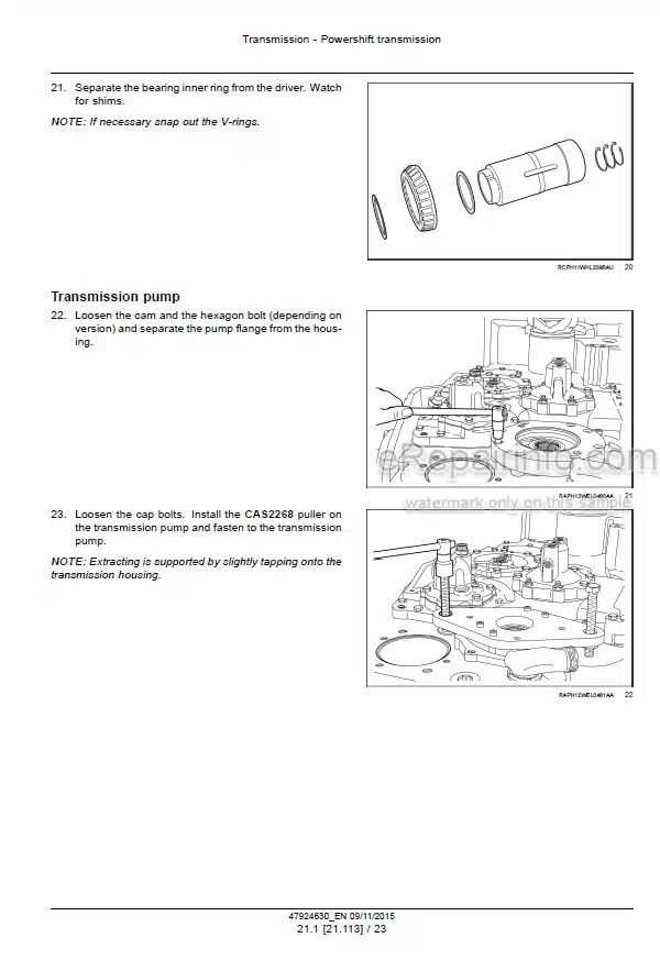 Photo 1 - Case 1021F 1121F Stage IV Service Manual Wheel Loader 47924630