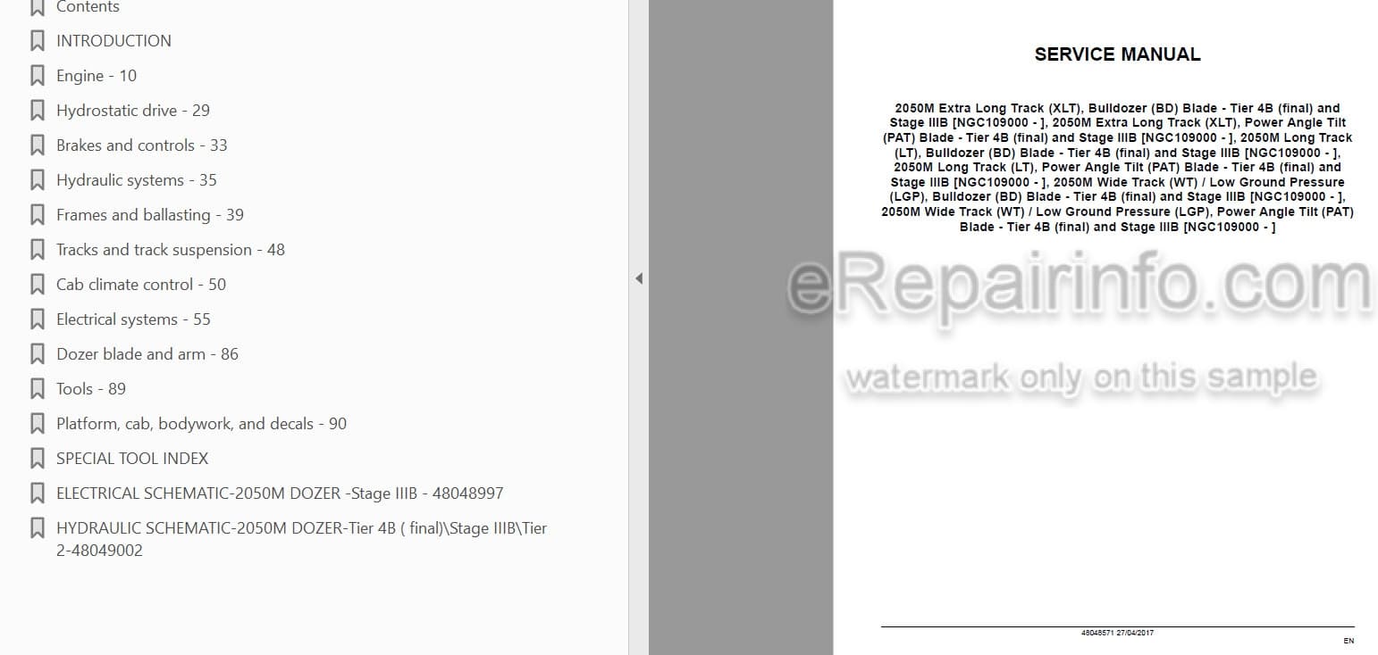Photo 3 - Case 2050M Stage IIIB Service Manual Crawler Dozer 48048571