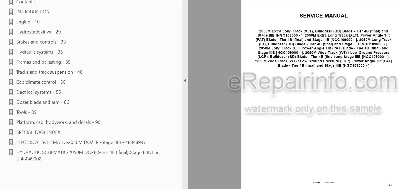 Photo 3 - Case 2050M Stage IIIB Service Manual Crawler Dozer 48048571