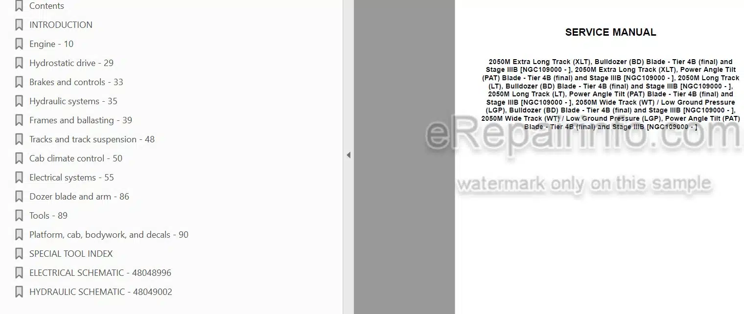 Photo 4 - Case 2050M Tier 4B Final Service Manual Crawler Dozer 48048570