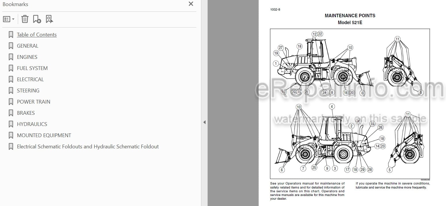 Photo 4 - Case 521E Tier 3 Service Manual Wheel Loader 84243970R0