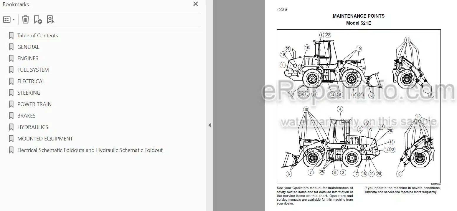 Photo 4 - Case 521E Tier 3 Service Manual Wheel Loader 84243970R0