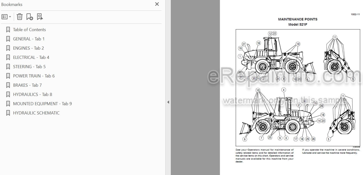 Photo 3 - Case 521F Tier IV Service Manual Wheel Loader 84581916A
