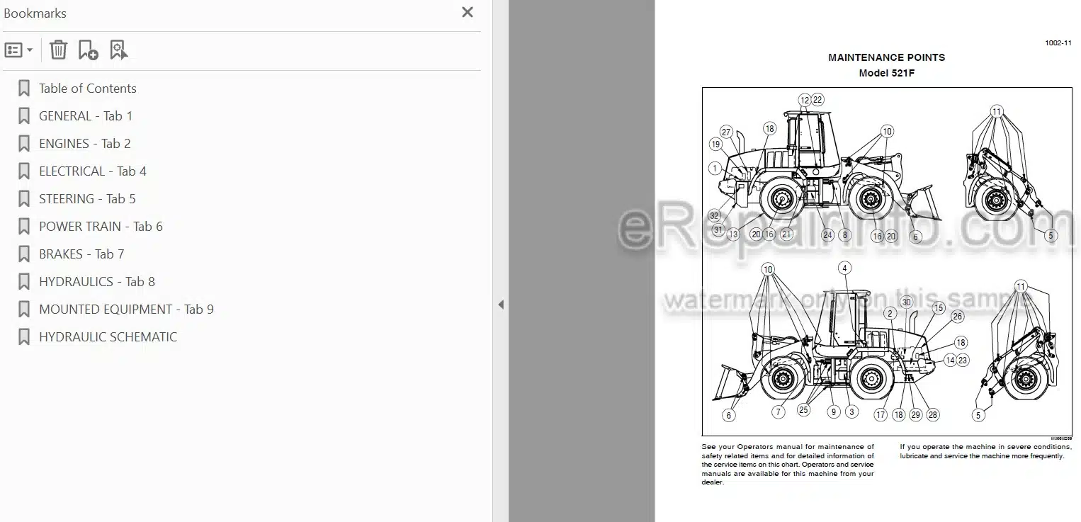 Photo 3 - Case 521F Tier IV Service Manual Wheel Loader 84581916A