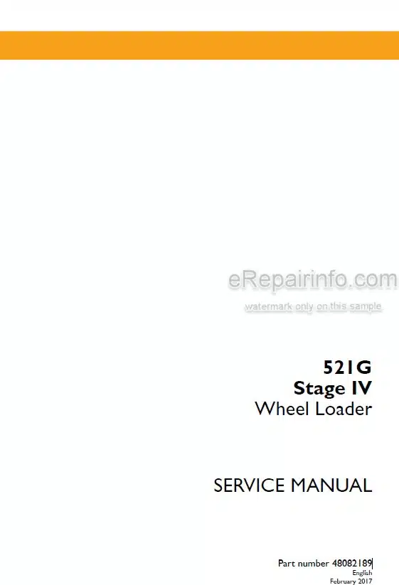 Photo 5 - Case 521G Stage IV Service Manual Wheel Loader 48082189