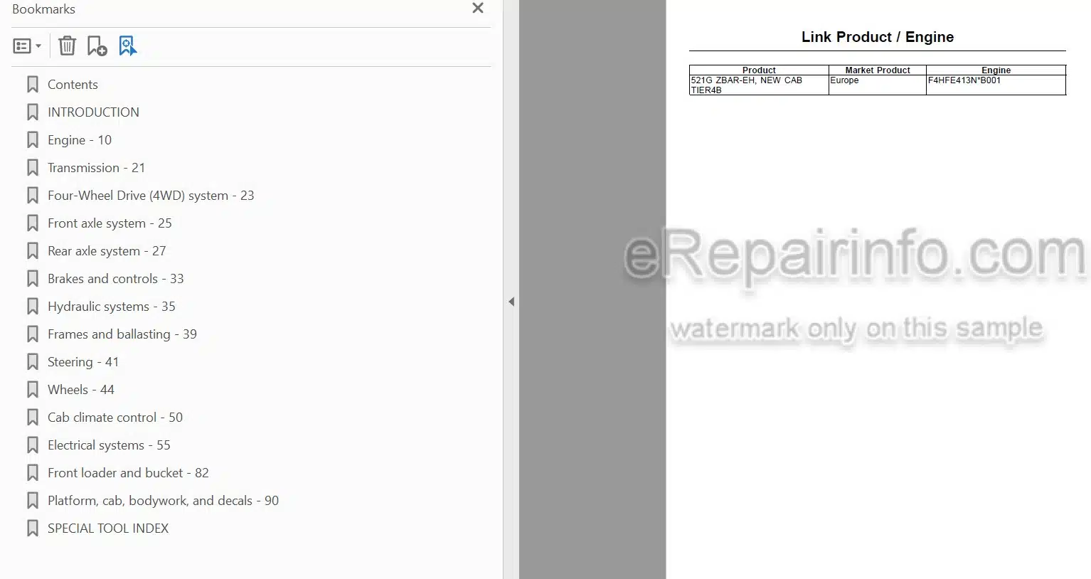 Photo 4 - Case 521G Stage IV Service Manual Wheel Loader 48082189