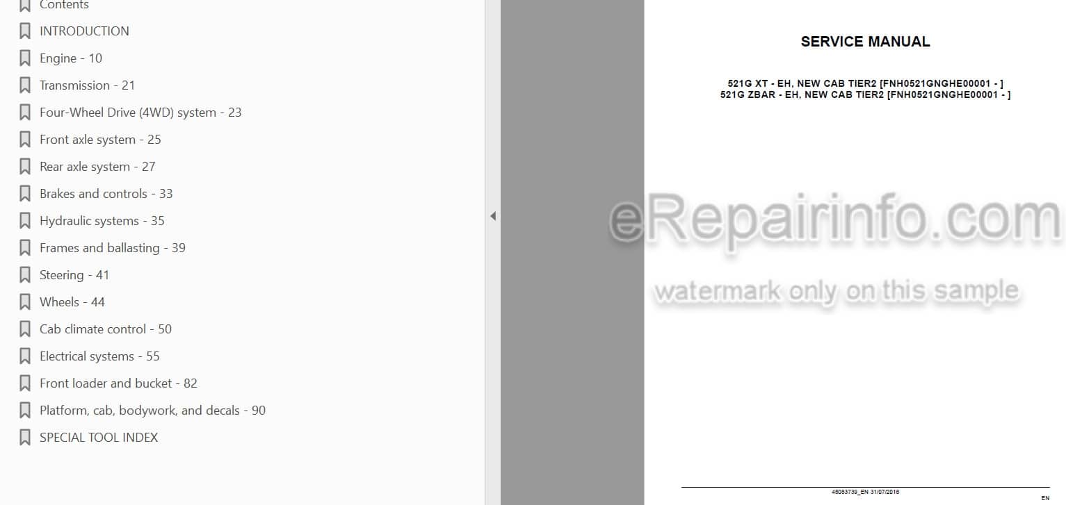 Photo 4 - Case 521G Tier 2 Service Manual Wheel Loader 48083739