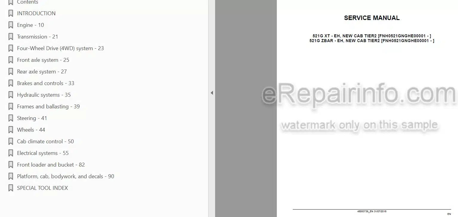 Photo 4 - Case 521G Tier 2 Service Manual Wheel Loader 48083739