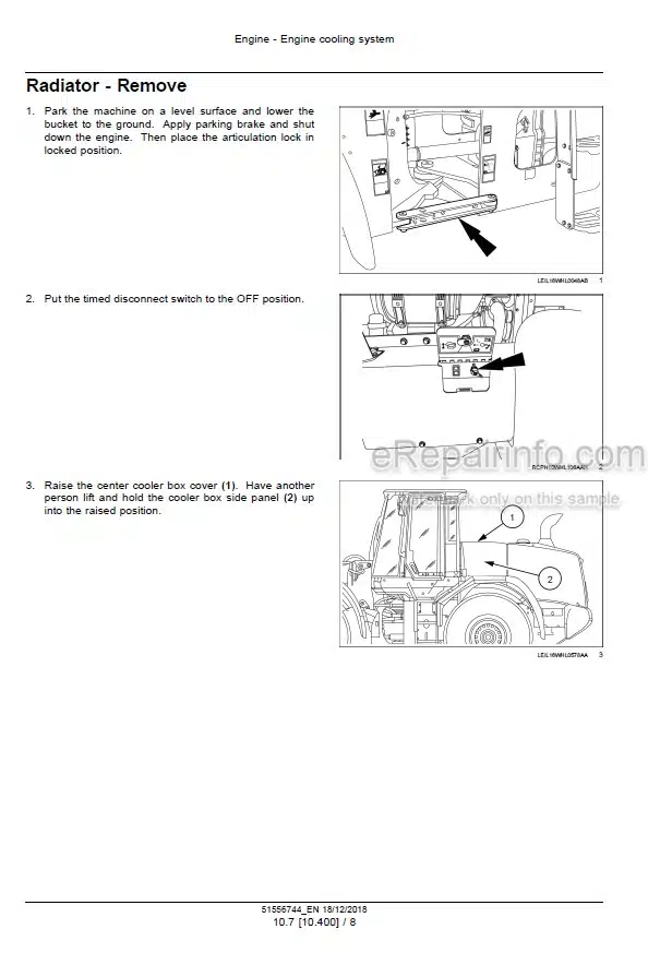 Photo 3 - Case 621G 721G Tier 4B Final Service Manual Wheel Loader 51556744