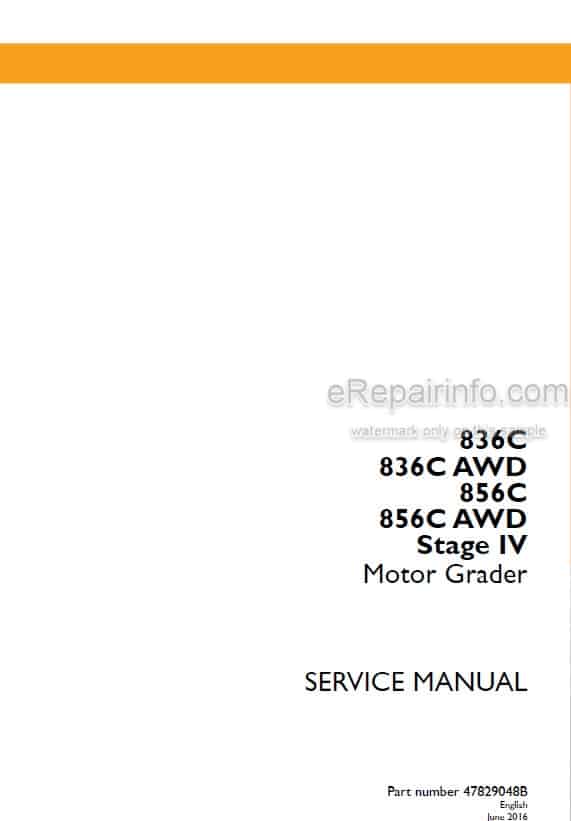 Photo 4 - Case 836C 836C AWD 856C 856C AWD Stage IV Service Manual Motor Grader 47829048B
