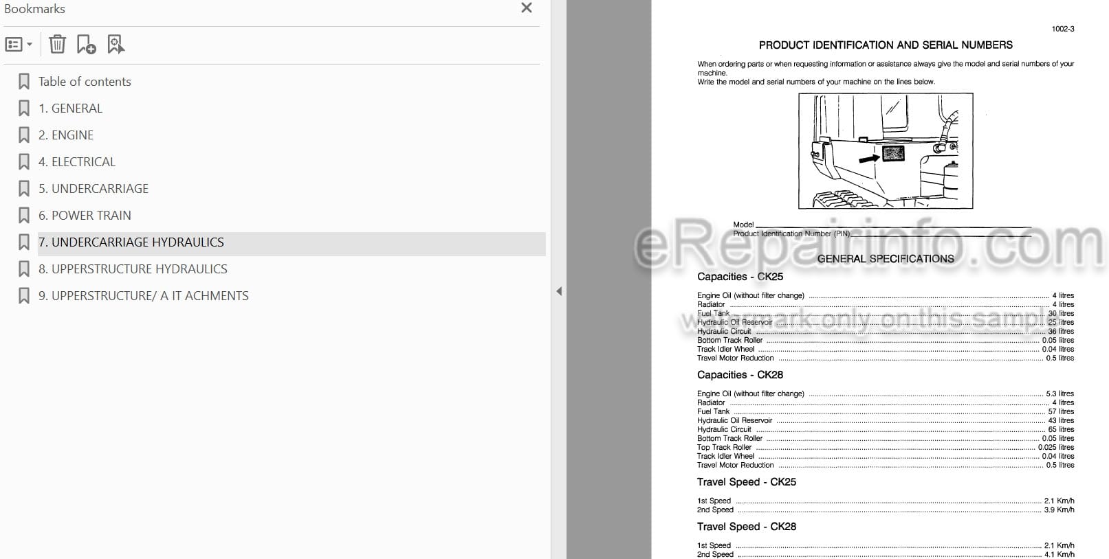 Photo 3 - Case CK25 CK28 Service Manual Crawler Excavator 7-37902