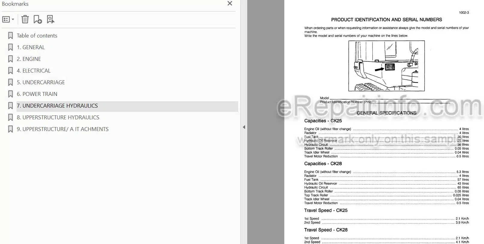 Photo 3 - Case CK25 CK28 Service Manual Crawler Excavator 7-37902