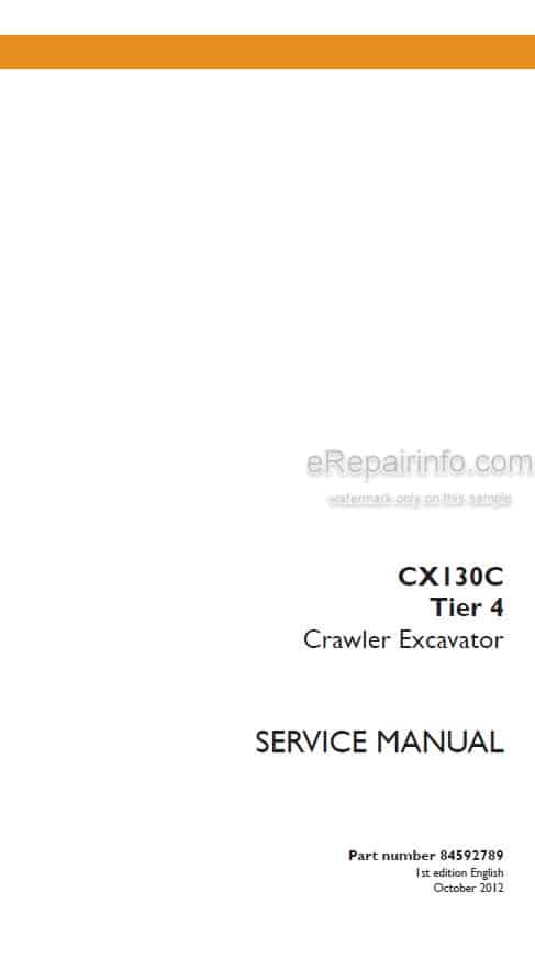 Photo 4 - Case CX130C Tier 4 Service Manual Crawler Excavator