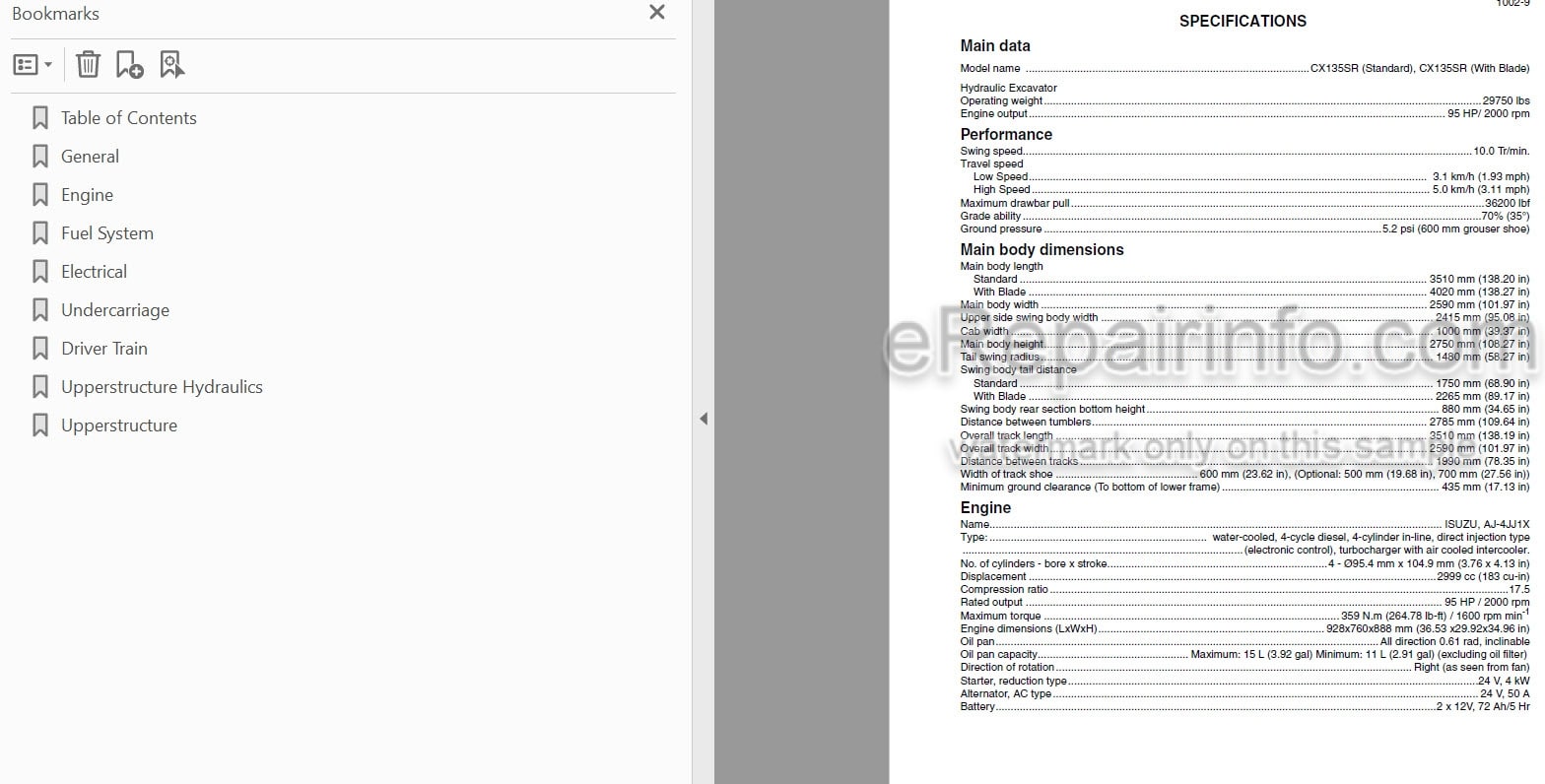 Photo 3 - Case CX135SR Tier 3 Service Manual Crawler Excavator[2]