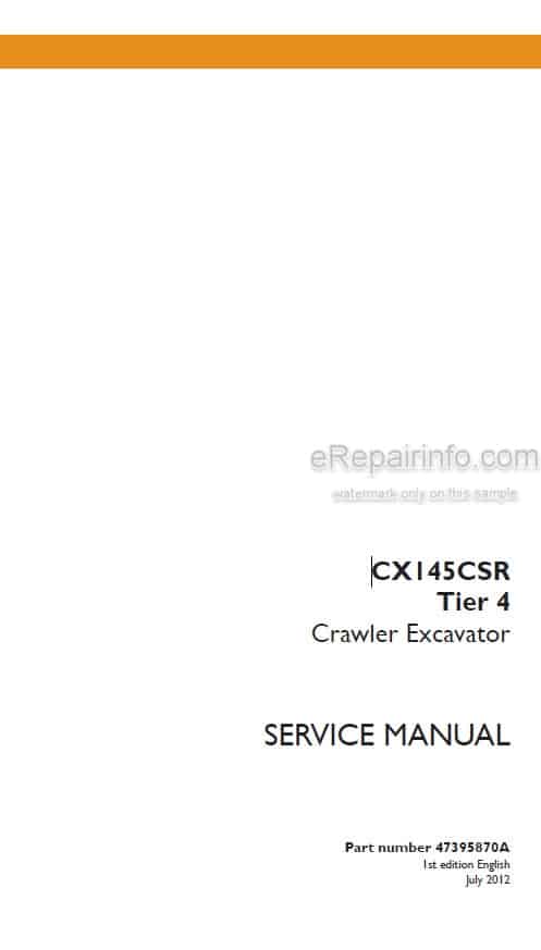 Photo 4 - Case CX145CSR Tier 4 Service Manual Crawler Excavator 47395870A