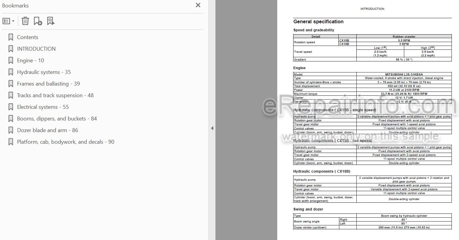 Photo 3 - Case CX15B CX18B Series 2 Service Manual Mini Excavator 84533370B