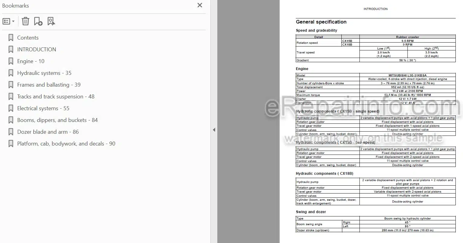 Photo 3 - Case CX15B CX18B Series 2 Service Manual Mini Excavator 84533370B