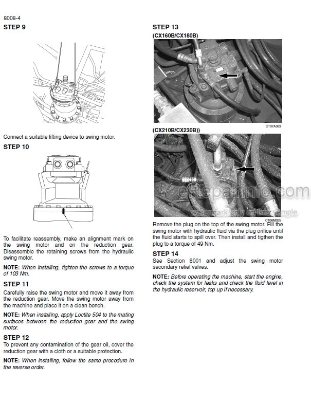 Photo 3 - Case CX160B CX180B Service Manual Crawler Excavator 87616542B