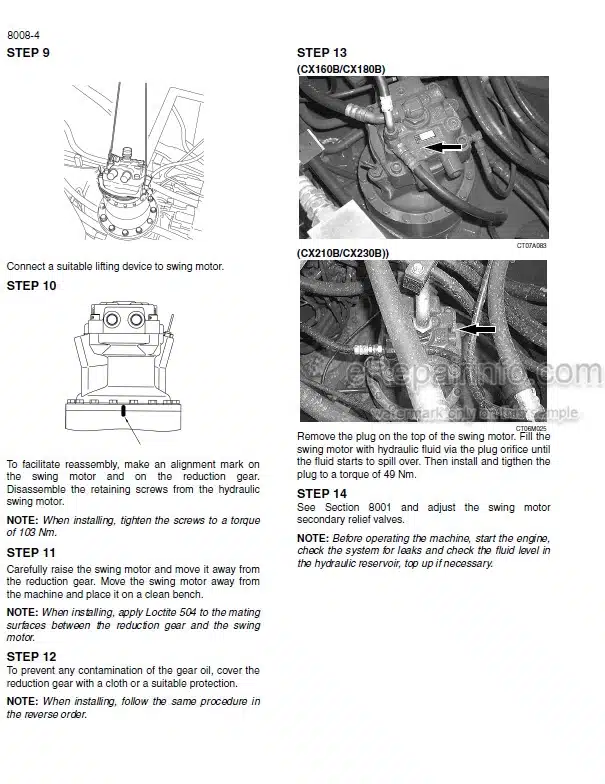 Photo 3 - Case CX160B CX180B Service Manual Crawler Excavator 87616542B