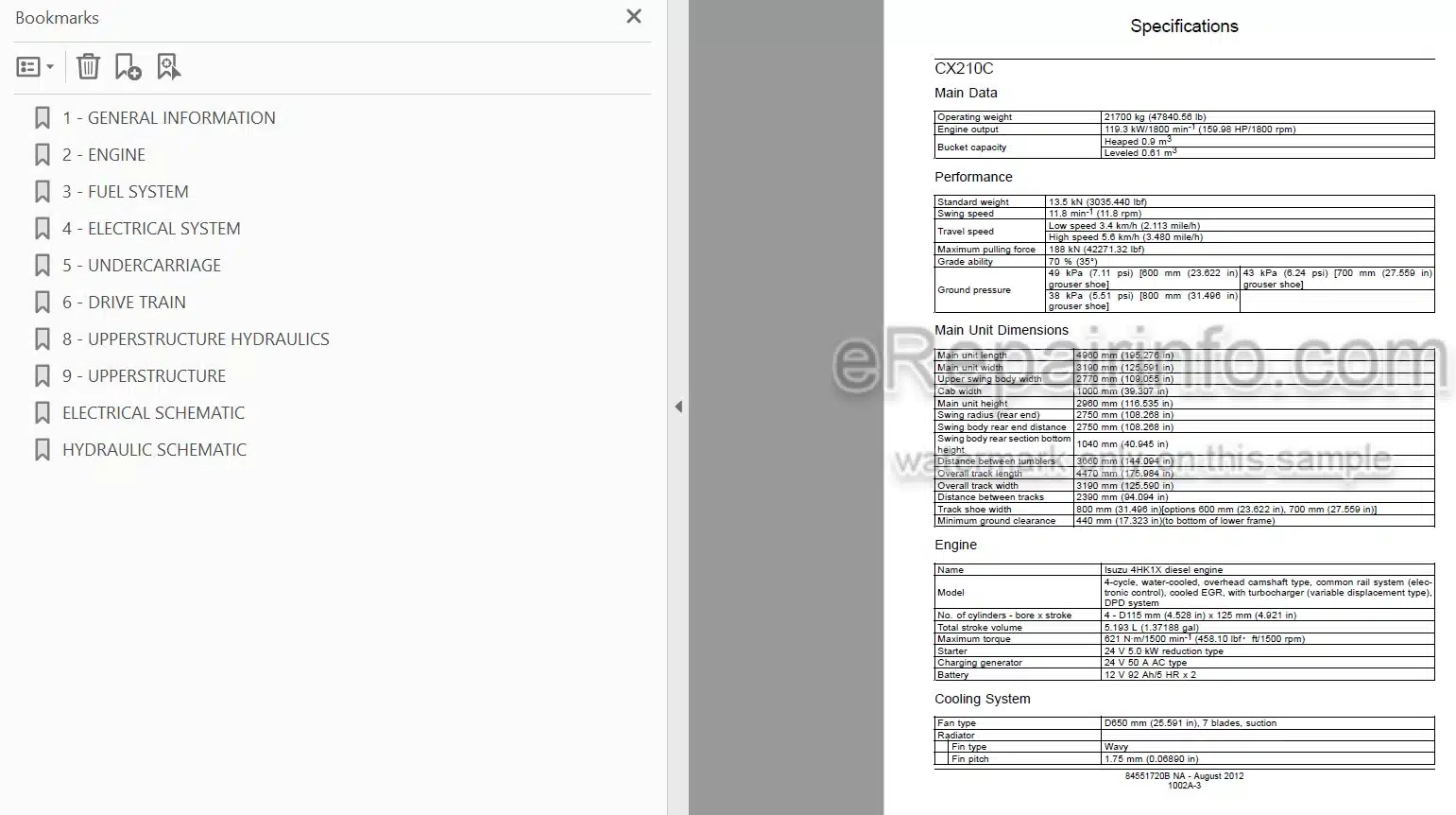 Photo 3 - Case CX210C Tier 4 Service Manual Crawler Excavator