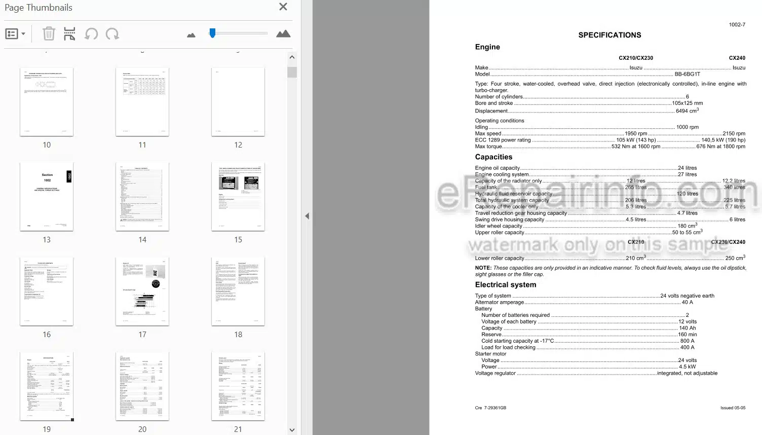 Photo 3 - Case CX210 CX230 CX240 Service Manual Crawler Excavator 9-93611
