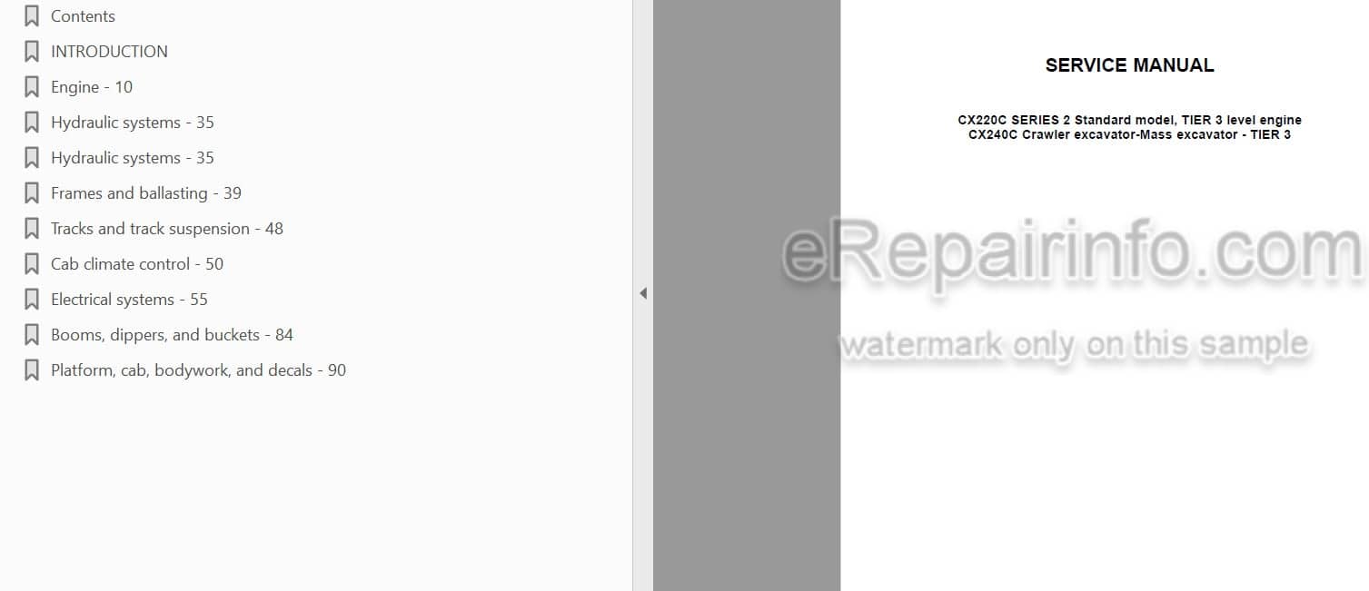 Photo 4 - Case CX220C Series 2 CX240C Service Manual Hydraulic Excavator 48024959