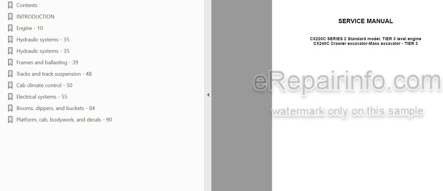Photo 4 - Case CX220C Series 2 CX240C Service Manual Hydraulic Excavator 48024959