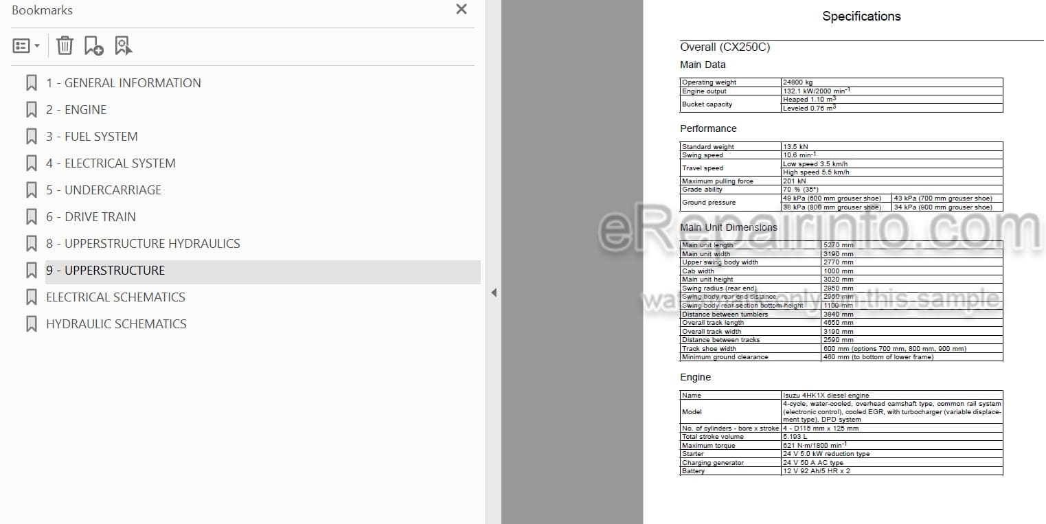 Photo 3 - Case CX250C CX250CLR Tier 4 Service Manual Crawler Excavator