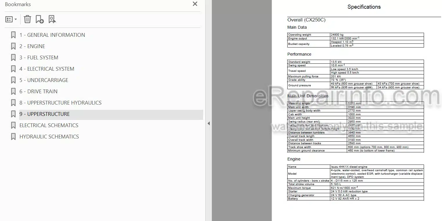 Photo 3 - Case CX250C CX250CLR Tier 4 Service Manual Crawler Excavator