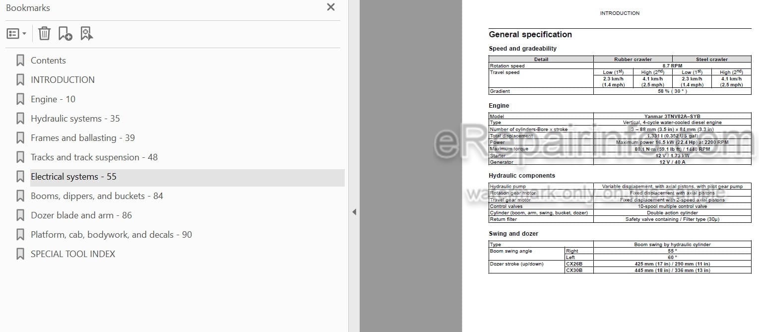 Photo 4 - Case CX26B CX30B Series 2 Service Manual Mini Excavator 84563194B