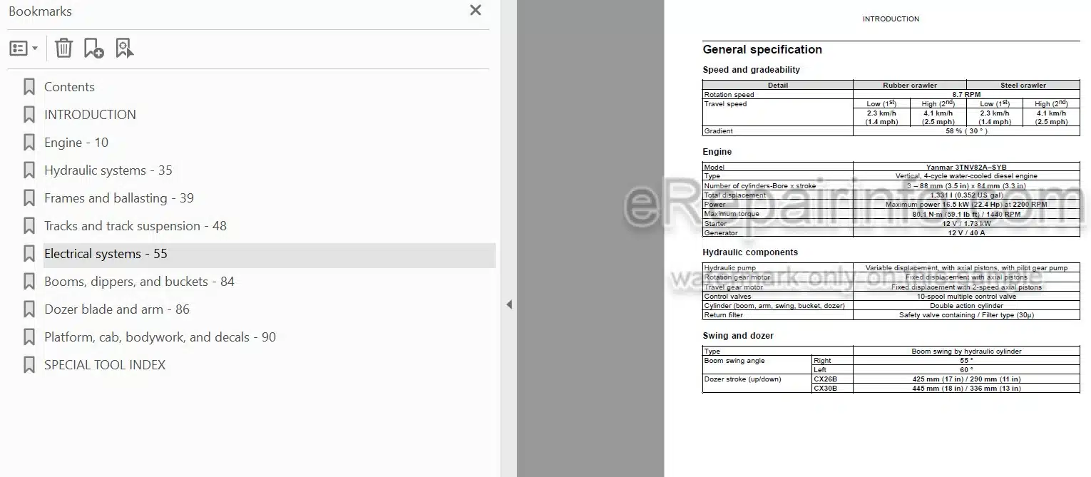 Photo 4 - Case CX26B CX30B Series 2 Service Manual Mini Excavator 84563194B