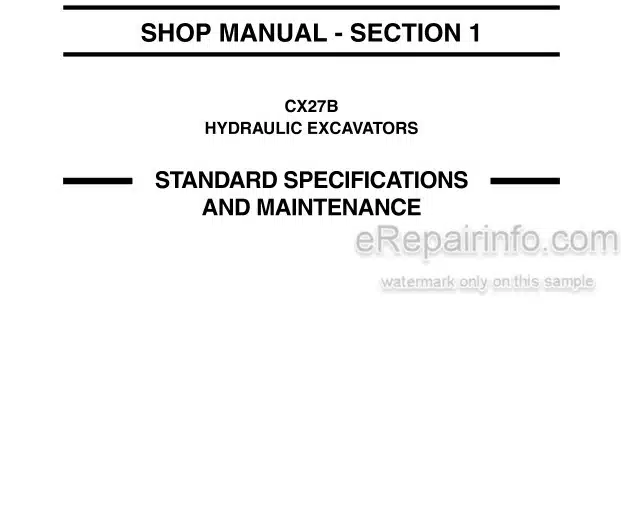 Photo 4 - Case CX27B Shop Manual Hydraulic Excavator 6-77820