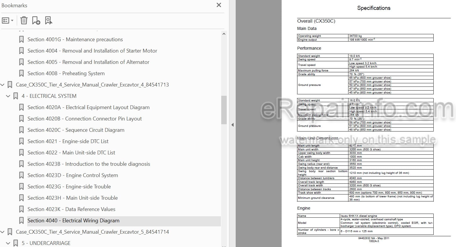 Photo 4 - Case CX350C Tier 4 Service Manual Crawler Excavator Combined