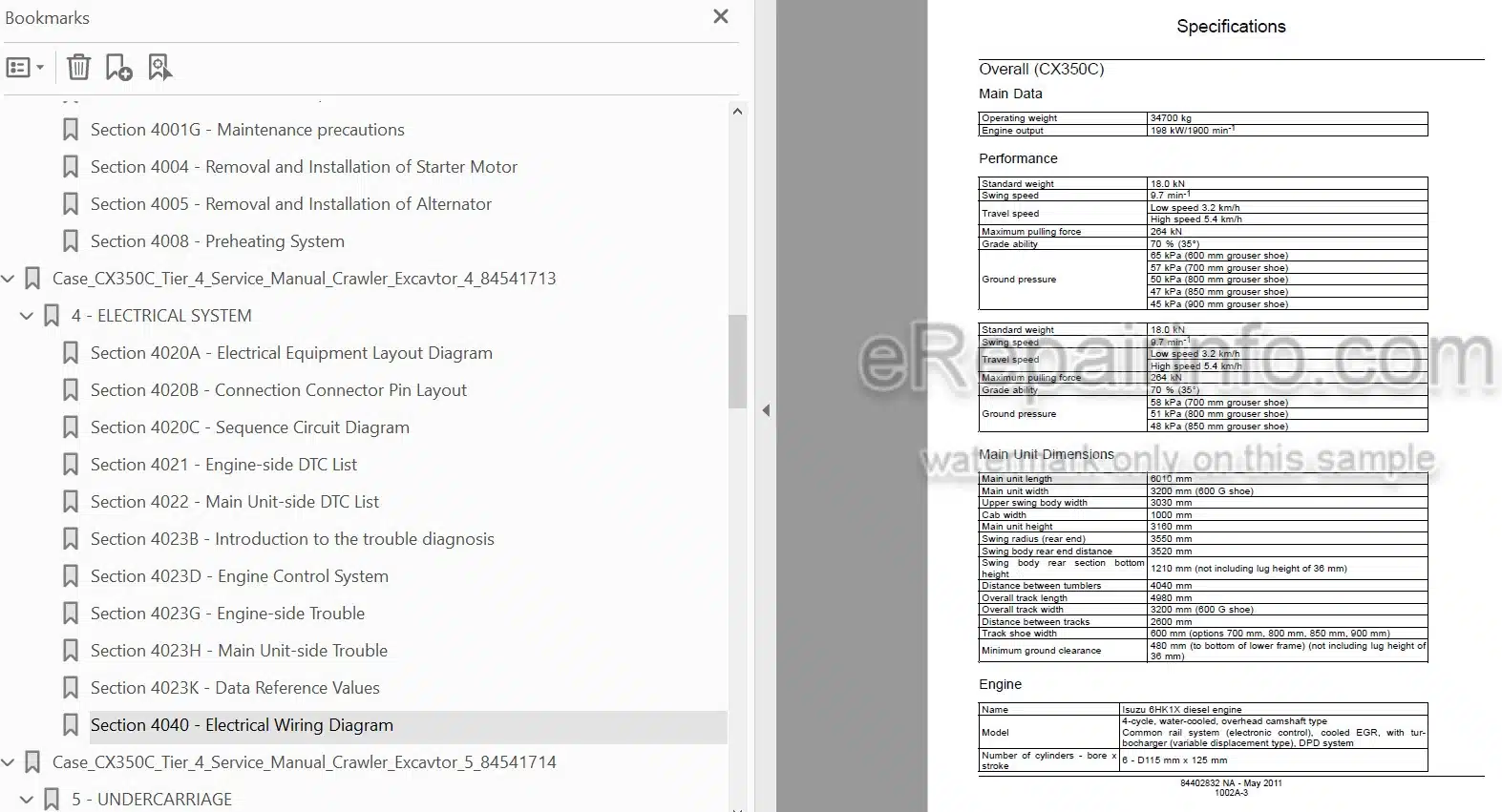 Photo 4 - Case CX350C Tier 4 Service Manual Crawler Excavator Combined